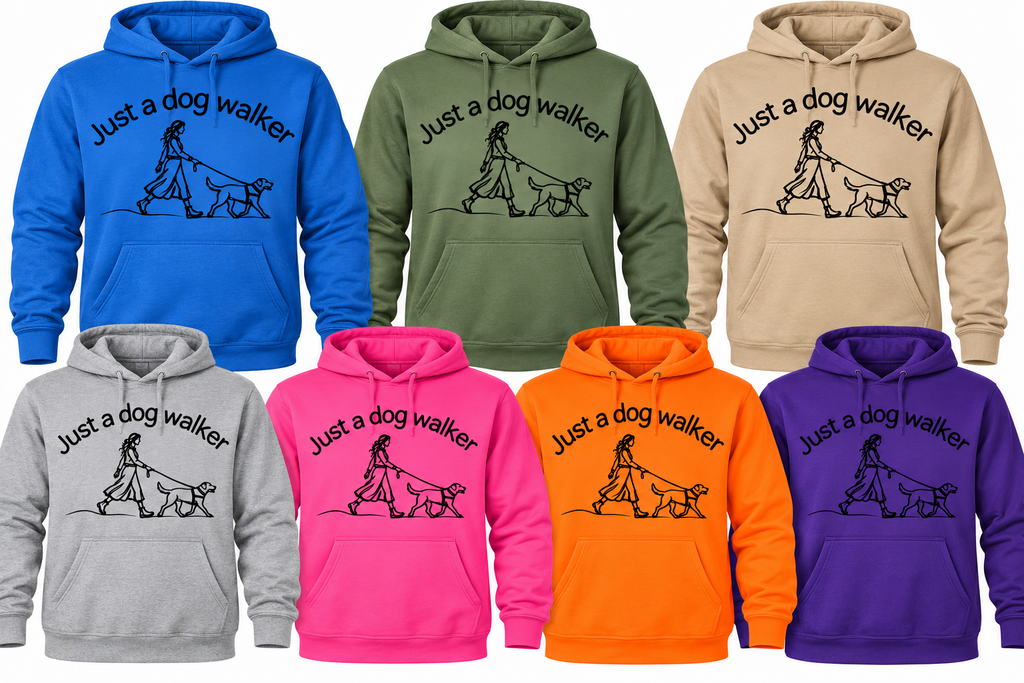 "Just a dog walker" Adult Gear (Select: Size, Sleeve and Color ONLY)