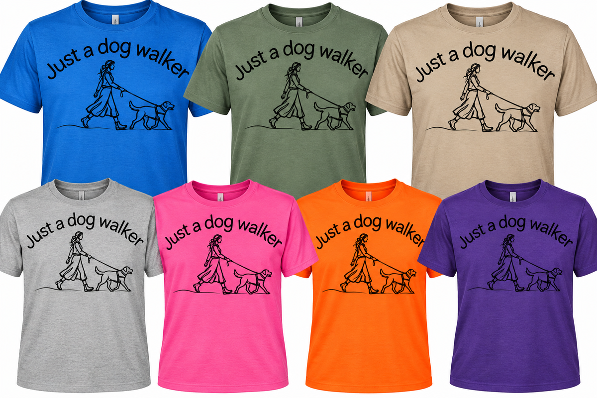 "Just a dog walker" Adult Gear (Select: Size, Sleeve and Color ONLY)