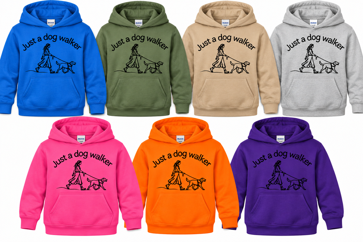 "Just a dog walker" Kids Gear (Select: Size, Sleeve and Color ONLY)